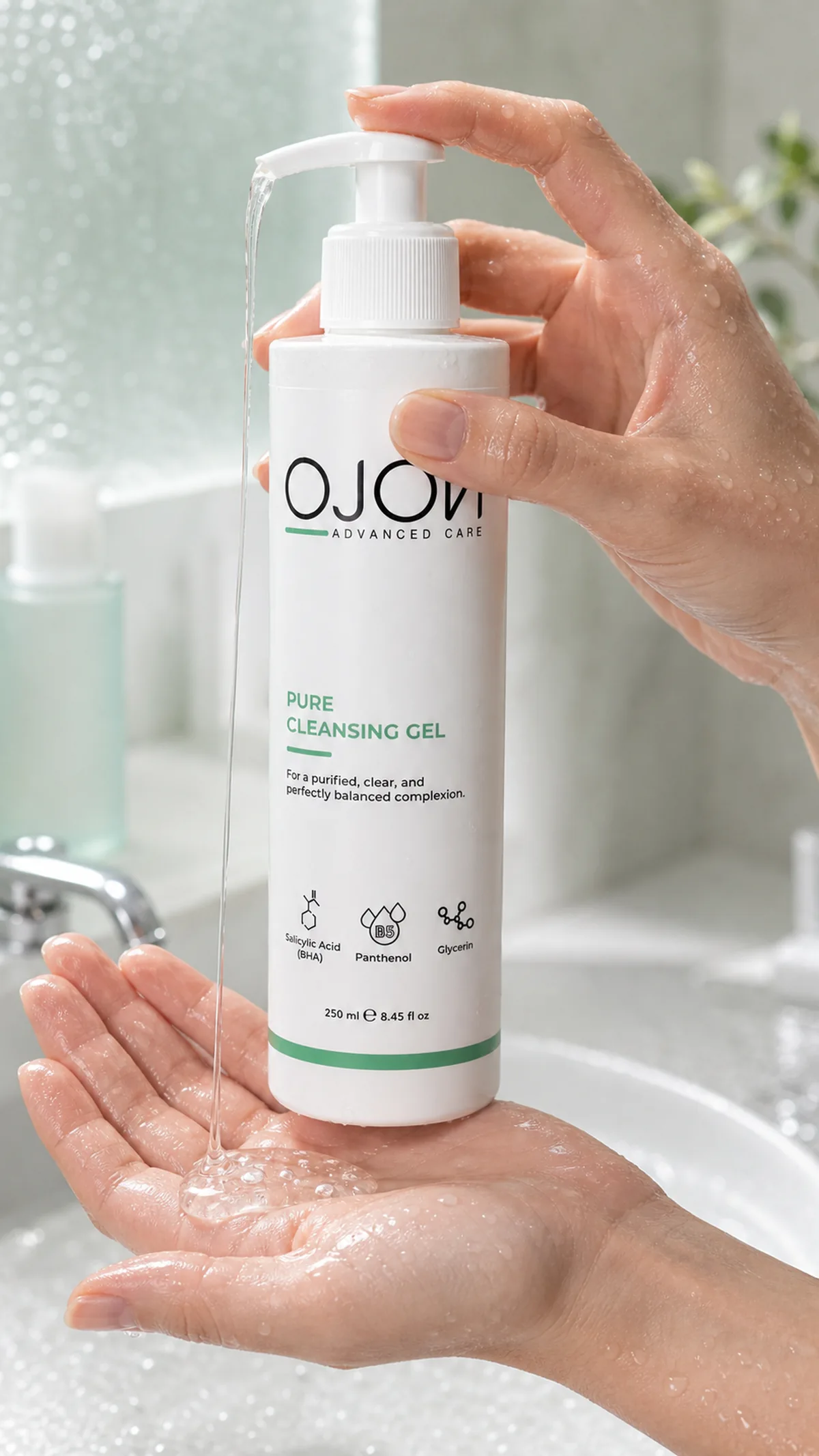 Pure Cleansing Gel kullanım ve reklam görseli